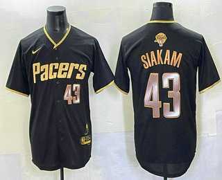 Mens Indiana Pacers #43 Pascal Siakam Black Gold 2025 Finals Vapor Stitched Baseball Jersey->->NBA Jersey