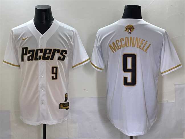 Mens Indiana Pacers #9 T.J. McConnell White Gold 2025 Finals Vapor Stitched Baseball Jersey->->NBA Jersey