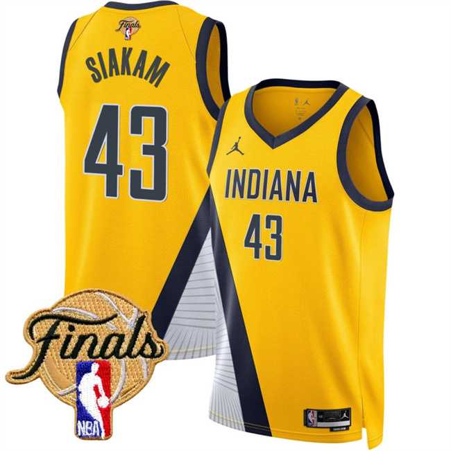 Mens Indiana Pacers #43 Pascal Siakam Yellow 2025 Finals Statement Edition Stitched Jersey Dzhi->->NBA Jersey
