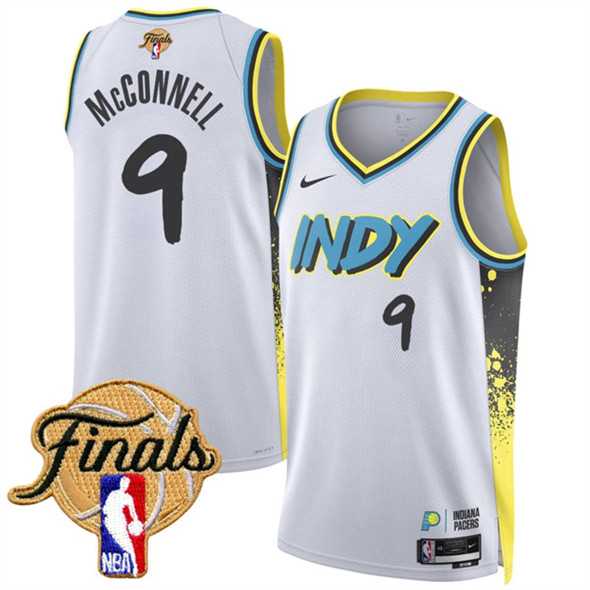 Mens Indiana Pacers #9 T.J. McConnell White 2024-25 City Edition Stitched Jersey Dzhi->->NBA Jersey