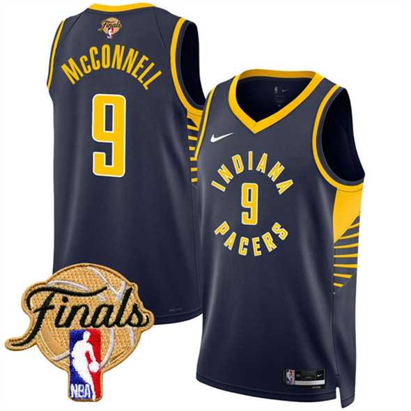 Mens Indiana Pacers #9 T.J. McConnell Navy 2025 Finals Icon Edition Stitched Jersey Dzhi->->NBA Jersey
