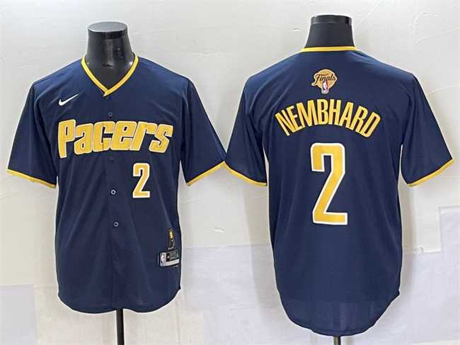 Mens Indiana Pacers #2 Andrew Nembhard Navy 2025 Finals Vapor Stitched Baseball Jersey->->NBA Jersey