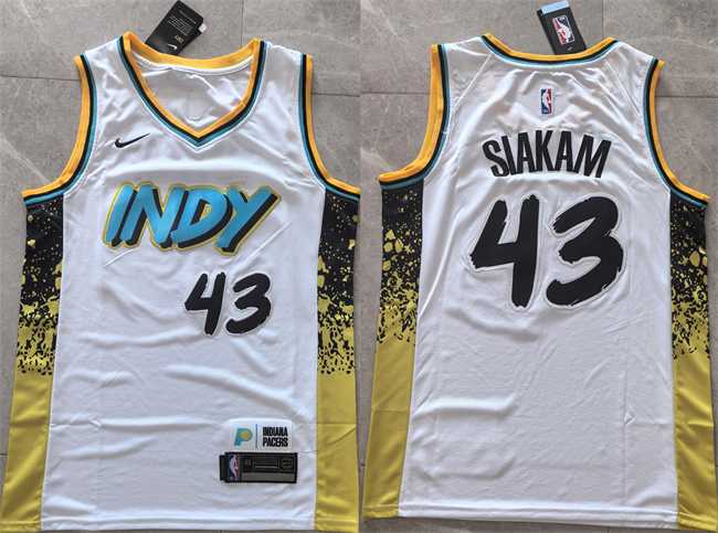 Mens Indiana Pacers #43 Pascal Siakam White 2025 City Edition Stitched Basketball Jersey->->NBA Jersey