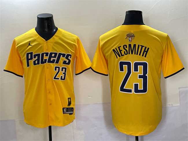 Mens Indiana Pacers #23 Aaron Nesmith Yellow 2025 Finals Vapor Stitched Baseball Jersey1->->NBA Jersey