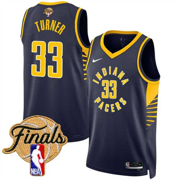 Mens Indiana Pacers #33 Myles Turner Navy 2025 Finals Icon Edition Stitched Jersey Dzhi->->NBA Jersey