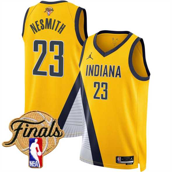 Mens Indiana Pacers #23 Aaron Nesmith Yellow 2025 Finals Statement Edition Stitched Jersey Dzhi->->NBA Jersey