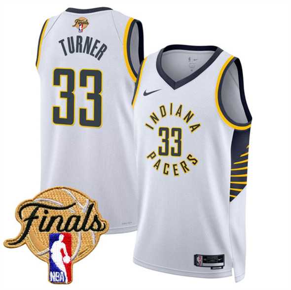 Mens Indiana Pacers #33 Myles Turner White 2025 Finals Association Edition Stitched Jersey Dzhi->->NBA Jersey