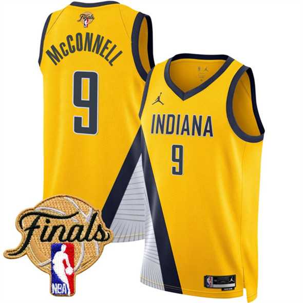 Mens Indiana Pacers #9 T.J. McConnell Yellow 2025 Finals Statement Edition Stitched Jersey Dzhi->->NBA Jersey