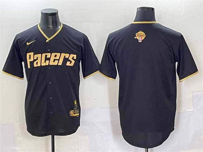 Mens Indiana Pacers Blank Black Gold 2025 Finals Vapor Stitched Baseball Jersey->->NBA Jersey