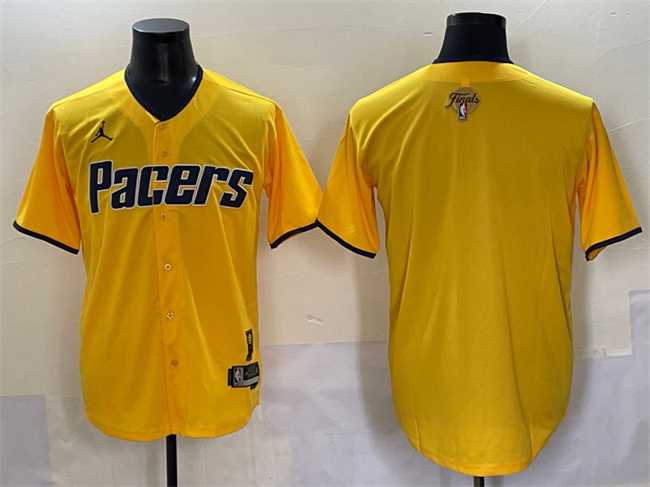 Mens Indiana Pacers Blank Yellow 2025 Finals Vapor Stitched Baseball Jersey->->NBA Jersey