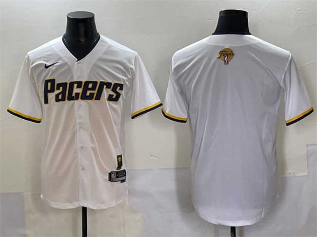 Mens Indiana Pacers Blank White 2025 Finals Vapor Stitched Baseball Jersey->->NBA Jersey