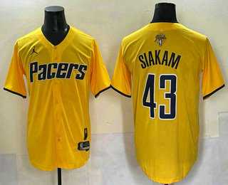 Mens Indiana Pacers #43 Pascal Siakam Yellow 2025 Finals Vapor Stitched Baseball Jersey->->NBA Jersey