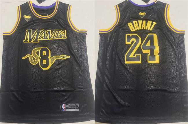 Men%27s Los Angeles Lakers Front #8 Back #24 Kobe Bryant Black Stitched Basketball Jersey->minnesota timberwolves->NBA Jersey