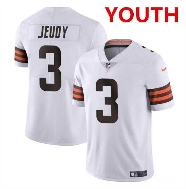 Youth Cleveland Browns #3 Jerry Jeudy White Vapor Limited Stitched Jersey Dzhi->san francisco 49ers->NFL Jersey