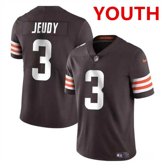 Youth Cleveland Browns #3 Jerry Jeudy Brown Vapor Limited Stitched Jersey Dzhi->san francisco 49ers->NFL Jersey