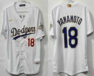 Mens Los Angeles Dodgers #18 Yoshinobu Yamamoto White 2026 Gold Collection Limited Jersey->los angeles dodgers->MLB Jersey