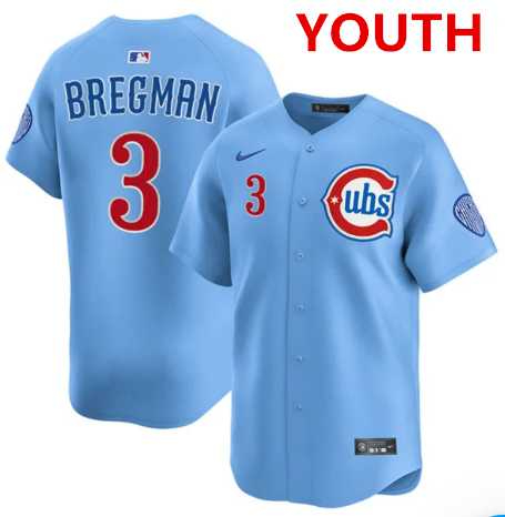 Youth Chicago Cubs #3 Alex Bregman light Blue alternate limited jersey Dzhi->2023 world baseball classic->MLB Jersey