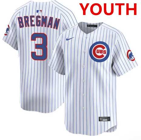 Youth Chicago Cubs #3 Alex Bregman nike White pinstripe home limited jersey Dzhi->mlb youth jerseys->MLB Jersey