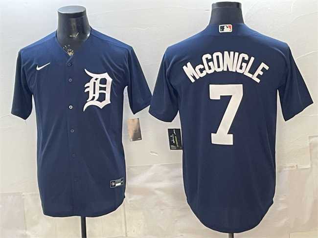 Men%27s Detroit Tigers #7 Kevin McGonigle Navy Cool Base Stitched Jersey->detroit tigers->MLB Jersey