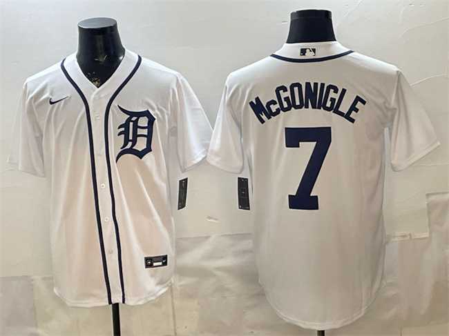 Men%27s Detroit Tigers #7 Kevin McGonigle White Cool Base Stitched Jersey->detroit tigers->MLB Jersey