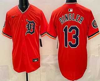 Men%27s Detroit Tigers #13 Dillon Dingler Orange Limited Jersey->detroit tigers->MLB Jersey