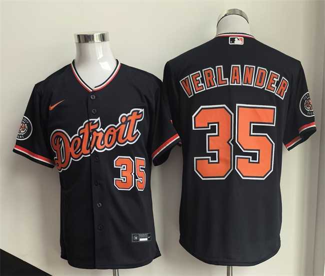 Mens Detroit Tigers #35 Justin Verlander Black 2026 Cool Base Stitched Jersey->detroit tigers->MLB Jersey