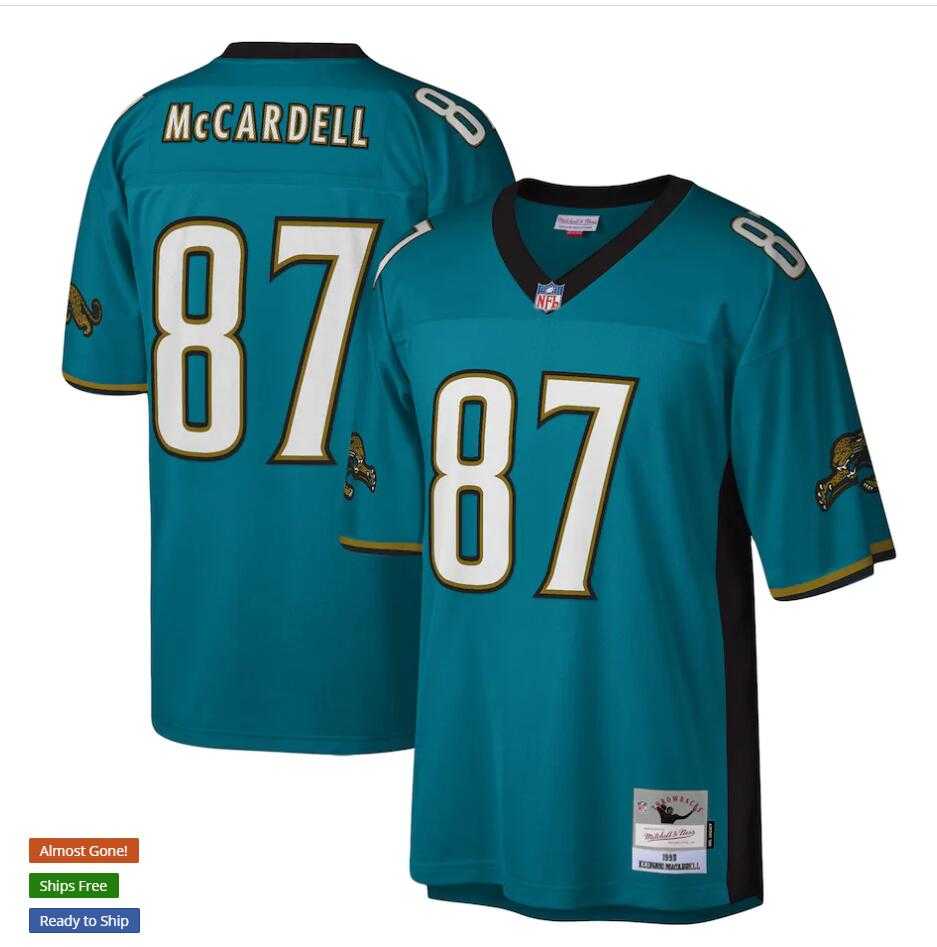 Men%27s Jacksonville Jaguars #87 Keenan McCardell Mitchell & Ness Teal NFL Throwback Jersey->carolina panthers->NFL Jersey