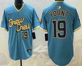 Mens Milwaukee Brewers #19 Robin Yount Powder Blue Limited Jersey->milwaukee brewers->MLB Jersey