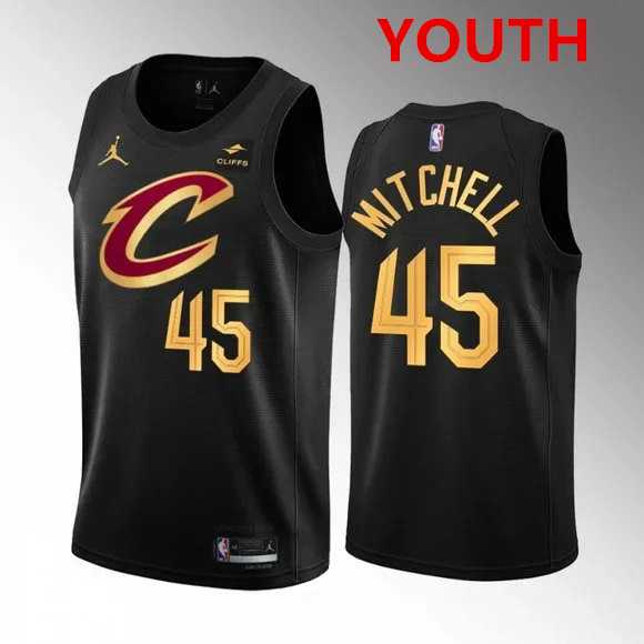 Youth Cleveland Cavaliers #45 Donovan Mitchell Black Stitched Jersey Dzhi