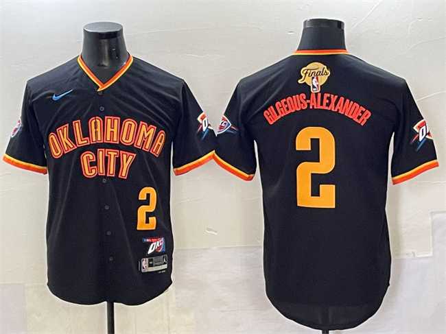 Mens Oklahoma City Thunder #2 Shai Gilgeous-Alexander Black 2025 Finals Vapor Stitched Baseball Jersey->->NBA Jersey