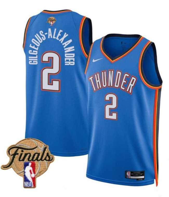 Mens Oklahoma City Thunder #2 Shai Gilgeous-Alexander Blue 2025 Finals Icon Edition Stitched Jersey Dzhi->->NBA Jersey
