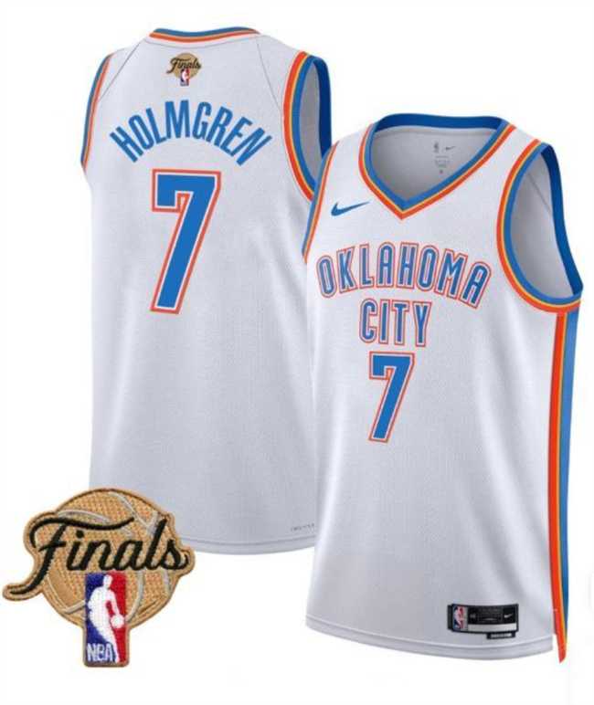 Mens Oklahoma City Thunder #7 Chet Holmgren White 2025 Finals Association Edition Stitched Jersey Dzhi->->NBA Jersey