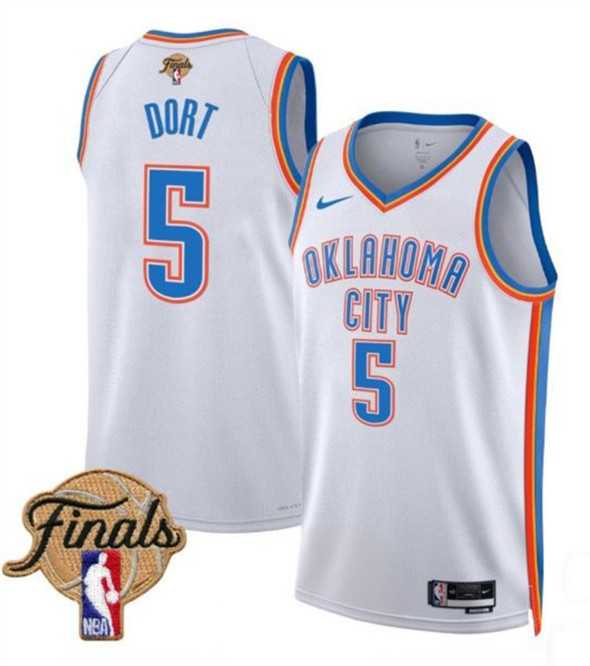 Mens Oklahoma City Thunder #5 Luguentz Dort White 2025 Association Edition Stitched Jersey Dzhi->->NBA Jersey