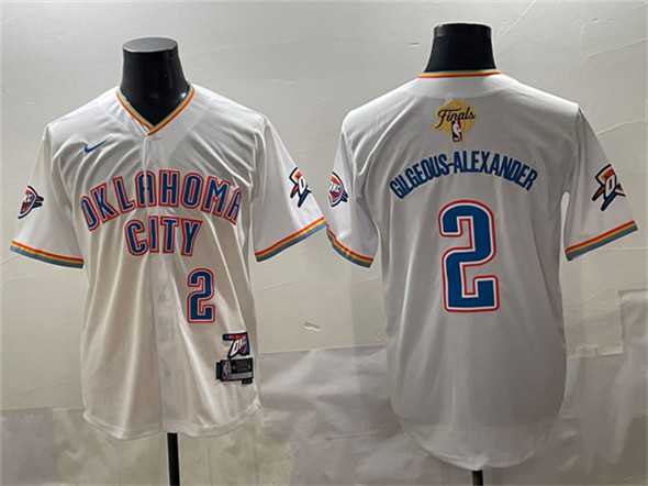 Mens Oklahoma City Thunder #2 Shai Gilgeous-Alexander White 2025 Finals Vapor Stitched Baseball Jersey->->NBA Jersey