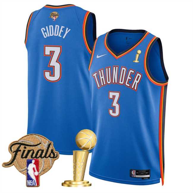 Mens Oklahoma City Thunder #3 Dillon Jones Blue 2025 Finals Patch And Finals Champions Patch Icon Edition Stitched Jersey Dzhi->->NBA Jersey