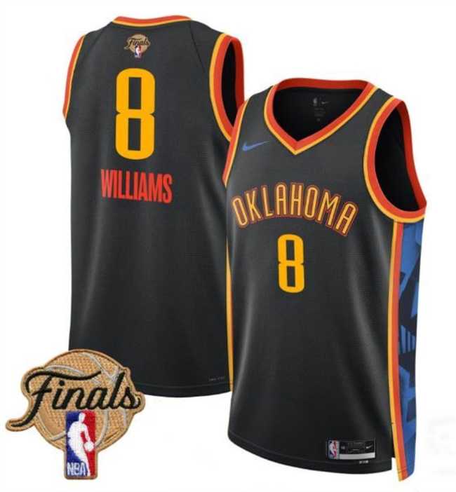 Mens Oklahoma City Thunder #8 Jalen Williams Black 2025 Finals City Edition Stitched Jersey Dzhi->->NBA Jersey