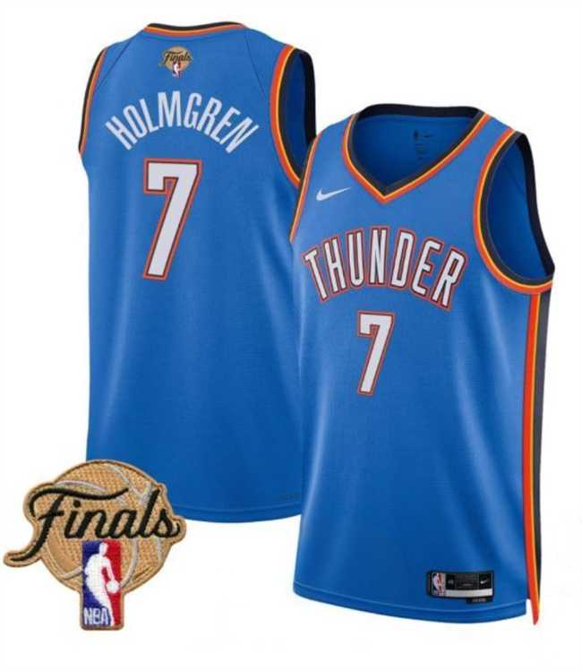 Mens Oklahoma City Thunder #7 Chet Holmgren Blue 2025 Finals Icon Edition Stitched Jersey Dzhi->->NBA Jersey