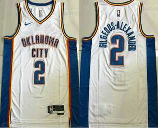 Mens Oklahoma City Thunder #2 Shai Gilgeous-Alexander White Icon Sponsor AU Jersey->->NBA Jersey