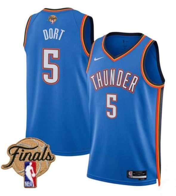 Mens Oklahoma City Thunder #5 Luguentz Dort Blue 2025 Icon Edition Stitched Jersey Dzhi->->NBA Jersey