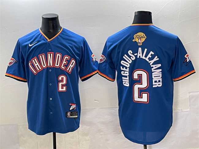 Mens Oklahoma City Thunder #2 Shai Gilgeous-Alexander Blue 2025 Finals Vapor Stitched Baseball Jersey->->NBA Jersey
