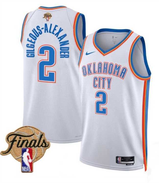 Mens Oklahoma City Thunder #2 Shai Gilgeous-Alexander White 2025 Finals Association Edition Stitched Jersey Dzhi->->NBA Jersey