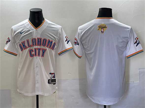 Mens Oklahoma City Thunder Blank White 2025 Finals Vapor Stitched Baseball Jersey->->NBA Jersey