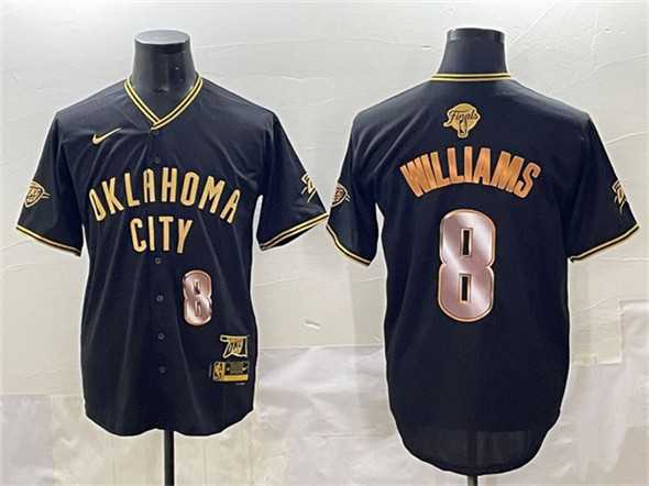 Mens Oklahoma City Thunder #8 Jalen Williams Black Gold 2025 Finals Vapor Stitched Baseball Jersey->->NBA Jersey