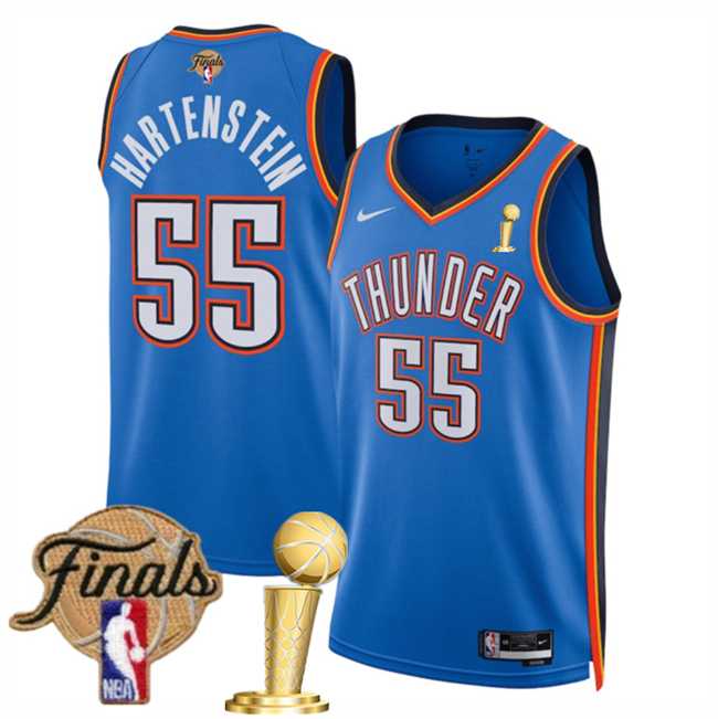 Mens Oklahoma City Thunder #55 Isaiah Hartenstein Blue 2025 Finals Patch And Finals Champions Patch Icon Edition Stitched Jersey Dzhi->->NBA Jersey