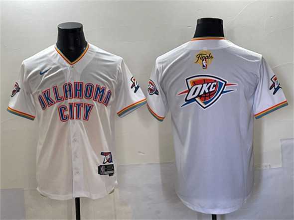 Men%27s Oklahoma City Thunder Team Big Logo White 2025 Finals Vapor Stitched Baseball Jersey->oklahoma city thunder->NBA Jersey