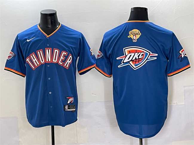 Men%27s Oklahoma City Thunder Team Big Logo Blue 2025 Finals Vapor Stitched Baseball Jersey->oklahoma city thunder->NBA Jersey