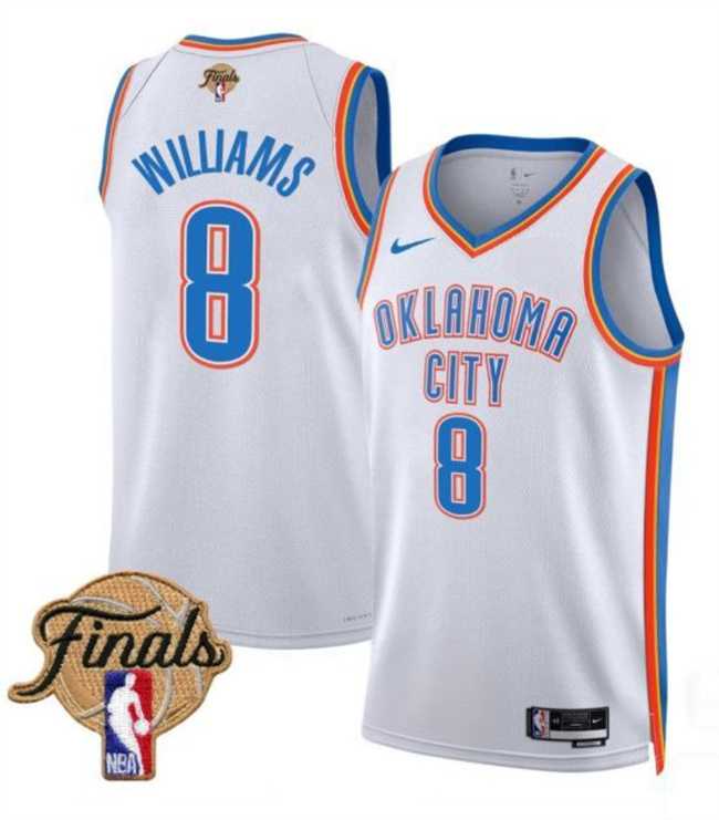 Mens Oklahoma City Thunder #8 Jalen Williams White 2025 Finals Association Edition Stitched Jersey Dzhi->->NBA Jersey