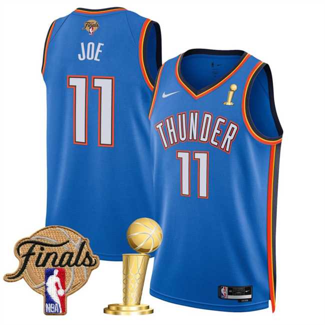 Mens Oklahoma City Thunder #11 Isaiah Joe Blue 2025 Finals Patch And Finals Champions Patch Icon Edition Stitched Jersey Dzhi->->NBA Jersey