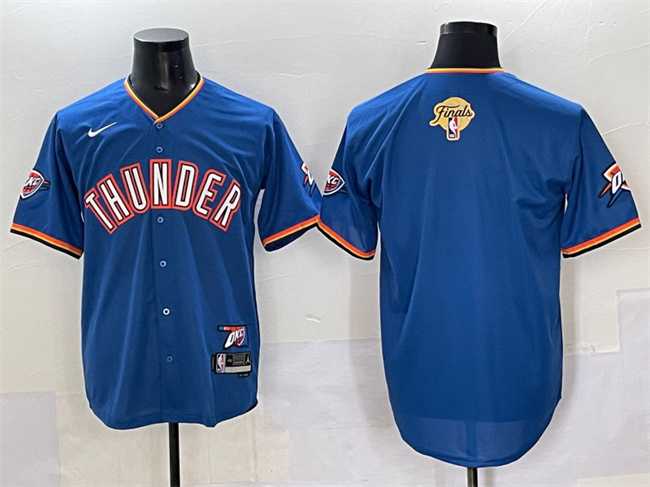 Mens Oklahoma City Thunder Blank Blue 2025 Finals Vapor Stitched Baseball Jersey->->NBA Jersey
