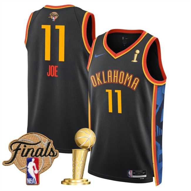 Mens Oklahoma City Thunder #11 Isaiah Joe Black 2025 Finals Patch And Finals Champions Patch City Edition Stitched Jersey Dzhi->->NBA Jersey